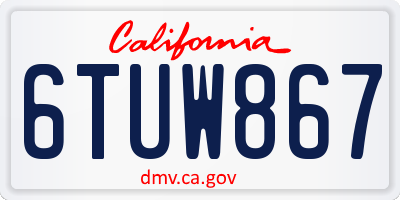 CA license plate 6TUW867