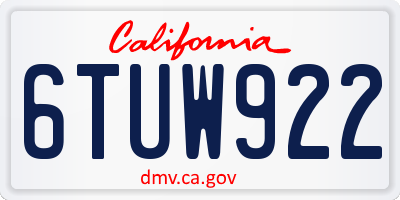 CA license plate 6TUW922