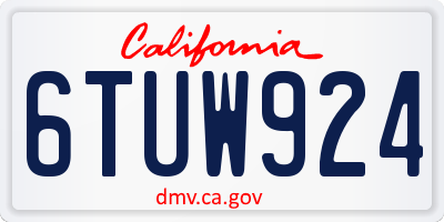 CA license plate 6TUW924