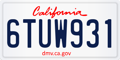 CA license plate 6TUW931