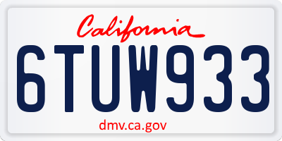 CA license plate 6TUW933