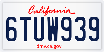 CA license plate 6TUW939