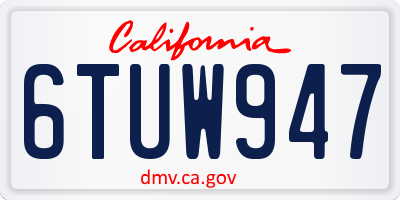 CA license plate 6TUW947