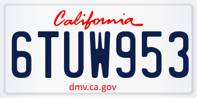 CA license plate 6TUW953