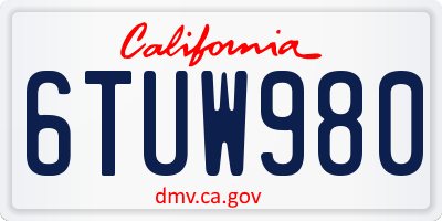 CA license plate 6TUW980