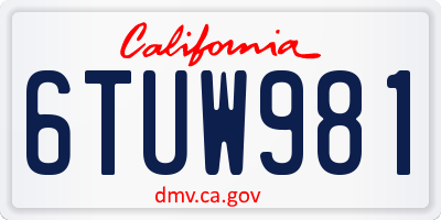 CA license plate 6TUW981