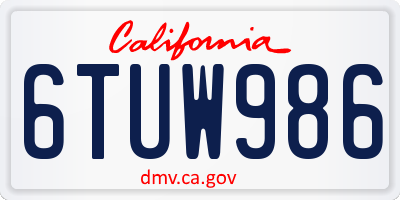 CA license plate 6TUW986