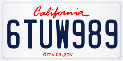 CA license plate 6TUW989