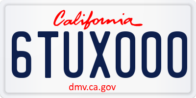 CA license plate 6TUX000