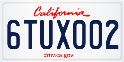 CA license plate 6TUX002