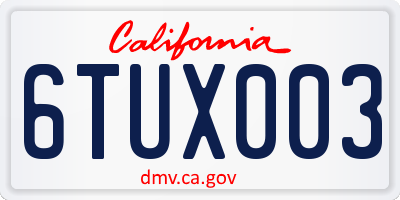 CA license plate 6TUX003