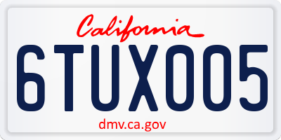 CA license plate 6TUX005
