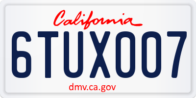 CA license plate 6TUX007