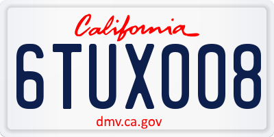 CA license plate 6TUX008