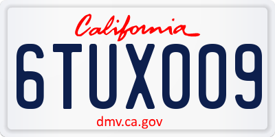 CA license plate 6TUX009