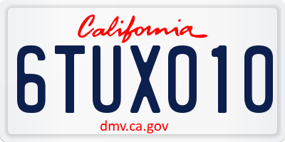CA license plate 6TUX010