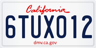 CA license plate 6TUX012