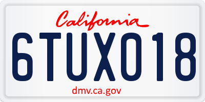 CA license plate 6TUX018