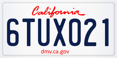 CA license plate 6TUX021