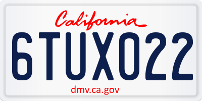 CA license plate 6TUX022