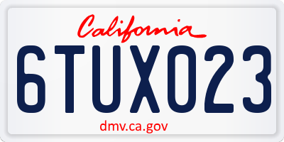 CA license plate 6TUX023