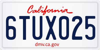 CA license plate 6TUX025
