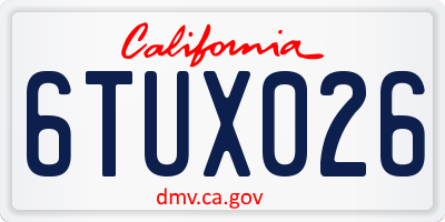 CA license plate 6TUX026