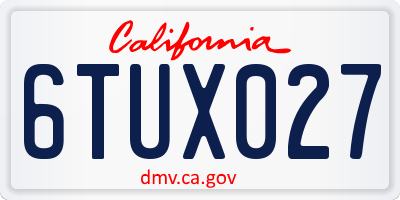 CA license plate 6TUX027