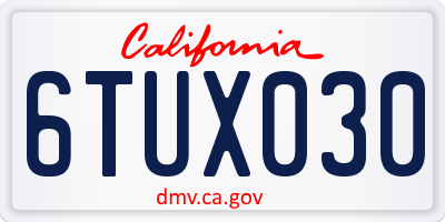 CA license plate 6TUX030