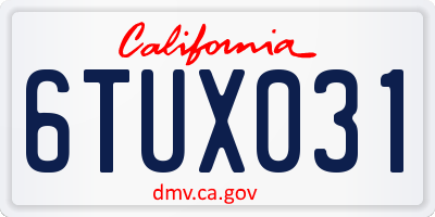 CA license plate 6TUX031