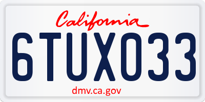 CA license plate 6TUX033
