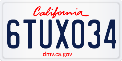 CA license plate 6TUX034