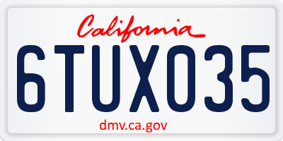 CA license plate 6TUX035
