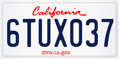CA license plate 6TUX037