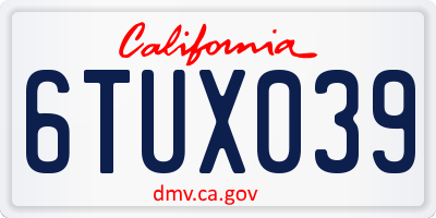 CA license plate 6TUX039