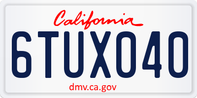 CA license plate 6TUX040