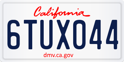 CA license plate 6TUX044