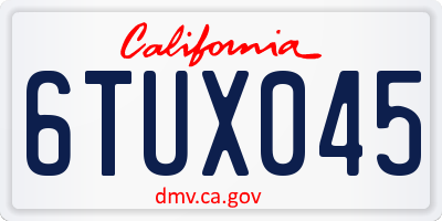 CA license plate 6TUX045
