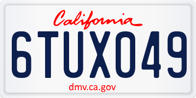 CA license plate 6TUX049