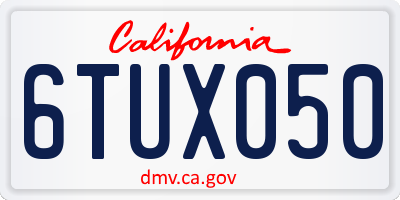 CA license plate 6TUX050