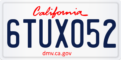 CA license plate 6TUX052