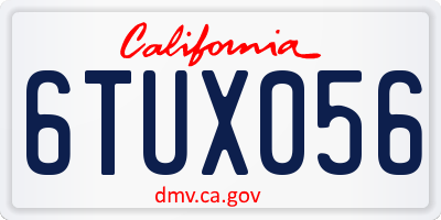 CA license plate 6TUX056