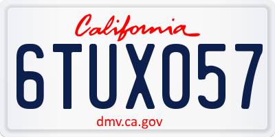 CA license plate 6TUX057