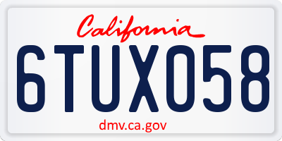 CA license plate 6TUX058