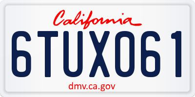 CA license plate 6TUX061