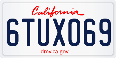 CA license plate 6TUX069