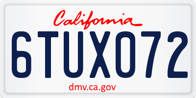 CA license plate 6TUX072