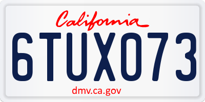 CA license plate 6TUX073
