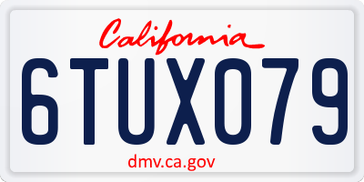 CA license plate 6TUX079
