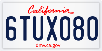 CA license plate 6TUX080